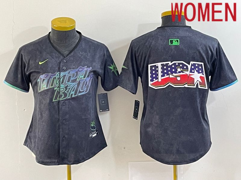 Women Tampa Bay Rays Blank Nike MLB Limited City Connect Black 2024 Jersey style 3->women mlb jersey->Women Jersey
